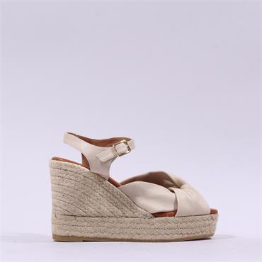 Wonders Anakena Espadrille Wedge - Cream Leather